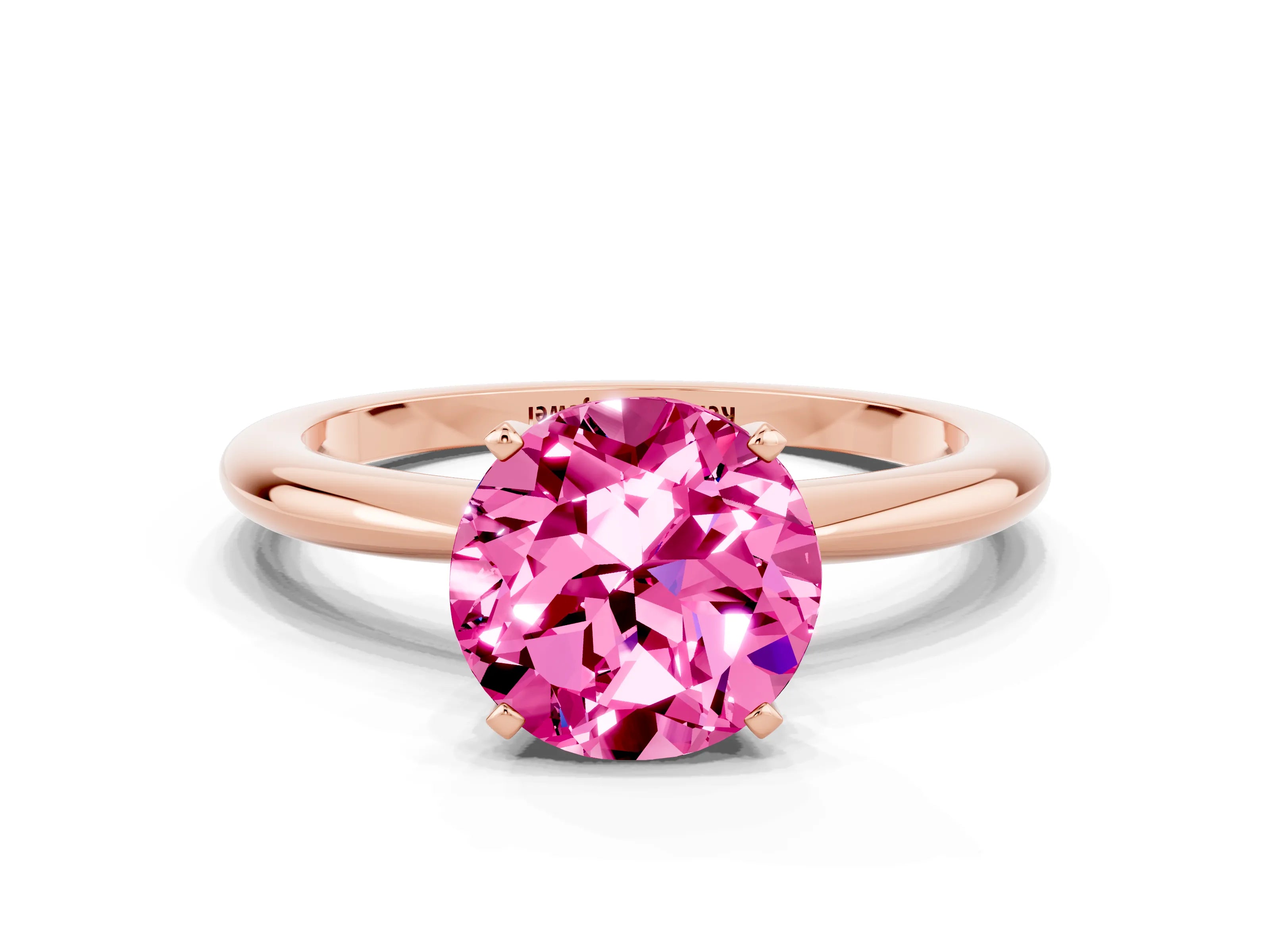 Rose gold Round Cut Pink Sapphire Solitaire Ring with Six-Prong Setting and Classic Band
