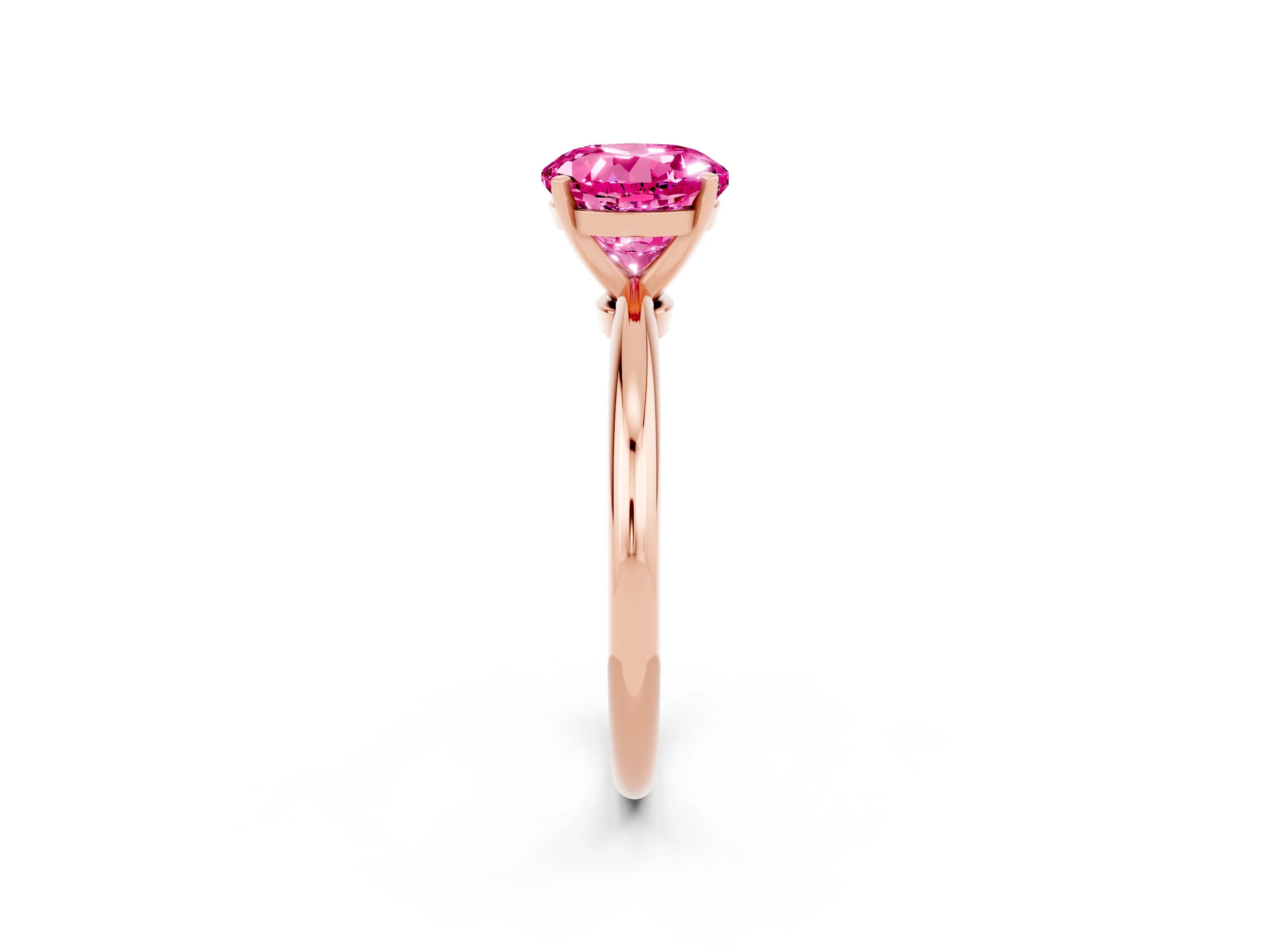 Rose gold Round Cut Pink Sapphire Solitaire Ring with Six-Prong Setting and Classic Band_2