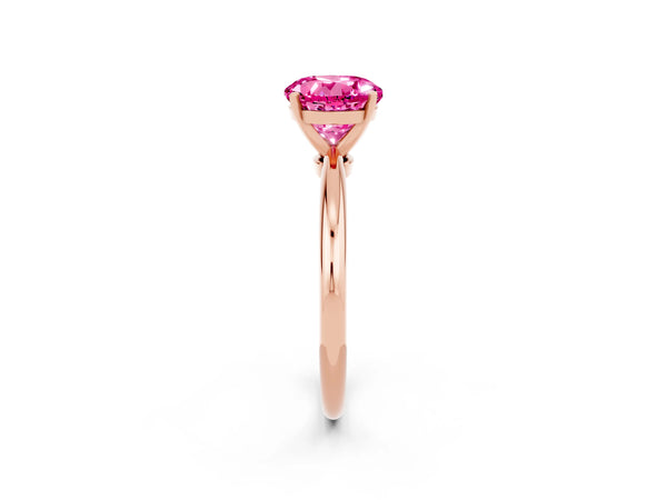 Rose gold Round Cut Pink Sapphire Solitaire Ring with Six-Prong Setting and Classic Band