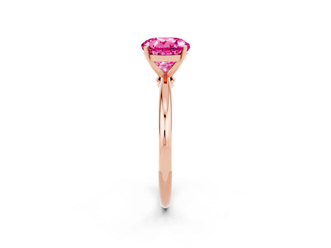 Rose gold Round Cut Pink Sapphire Solitaire Ring with Six-Prong Setting and Classic Band_2