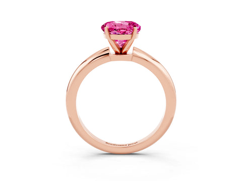 Rose gold Round Cut Pink Sapphire Solitaire Ring with Six-Prong Setting and Classic Band_3