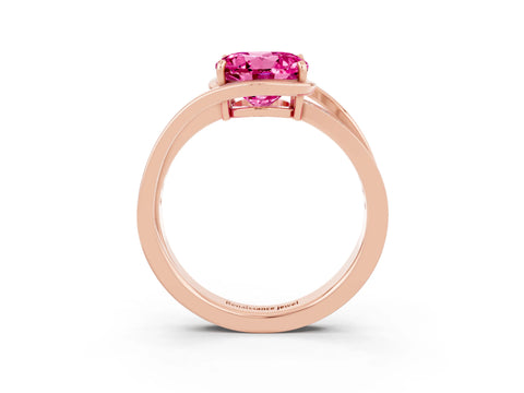 Rose gold Round Cut Pink Sapphire Solitaire Ring with Split Shank and Prong Setting_3