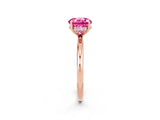 Rose gold Round Cut Pink Sapphire Solitaire Ring with Thin Band and Four-Prong Setting_38