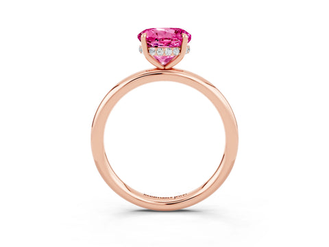 Rose gold Round Cut Pink Sapphire Solitaire Ring with Thin Band and Four-Prong Setting_39
