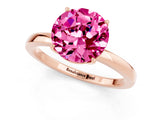 Rose gold Round Cut Pink Sapphire Solitaire Ring with Thin Band and Prong Setting_13