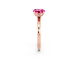 Rose gold Round Cut Pink Sapphire Solitaire Ring with Thin Band and Prong Setting_14