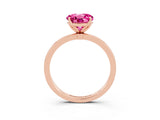 Rose gold Round Cut Pink Sapphire Solitaire Ring with Thin Band and Prong Setting_15