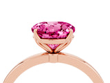 Rose gold Round Cut Pink Sapphire Solitaire Ring with Thin Band and Prong Setting_16