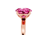 Rose gold Round Cut Pink Sapphire Solitaire Ring with Thin Band and Prong Setting_17