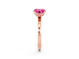 Rose gold Round Cut Pink Sapphire Solitaire Ring with Thin Band and Prong Setting_26