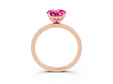 Rose gold Round Cut Pink Sapphire Solitaire Ring with Thin Band and Prong Setting_27