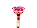 Rose gold Round Cut Pink Sapphire Solitaire Ring with Thin Band and Prong Setting_29