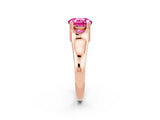 Rose gold Round Cut Pink Sapphire Solitaire Ring with Wide Band and Prong Setting_26