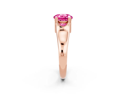 Rose gold Round Cut Pink Sapphire Solitaire Ring with Wide Band and Prong Setting_26