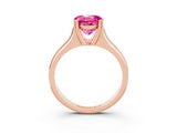 Rose gold Round Cut Pink Sapphire Solitaire Ring with Wide Band and Prong Setting_27