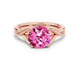 Rose gold Round Cut Pink Sapphire Solitaire Twist Band Prong Setting Ring_119