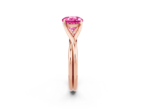 Rose gold Round Cut Pink Sapphire Solitaire Twist Band Prong Setting Ring