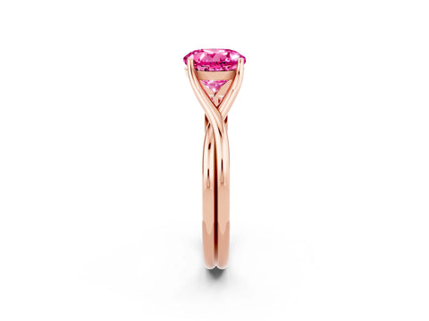 Rose gold Round Cut Pink Sapphire Solitaire Twist Band Prong Setting Ring_121