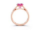 Rose gold Round Cut Pink Sapphire Solitaire Twist Band Prong Setting Ring_122