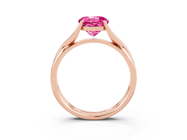 Rose gold Round Cut Pink Sapphire Solitaire Twist Band Prong Setting Ring