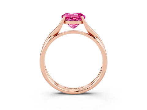 Rose gold Round Cut Pink Sapphire Solitaire Twist Band Prong Setting Ring_122