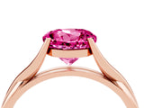 Rose gold Round Cut Pink Sapphire Solitaire Twist Band Prong Setting Ring_123