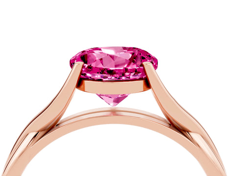 Rose gold Round Cut Pink Sapphire Solitaire Twist Band Prong Setting Ring_123