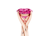 Rose gold Round Cut Pink Sapphire Solitaire Twist Band Prong Setting Ring_124