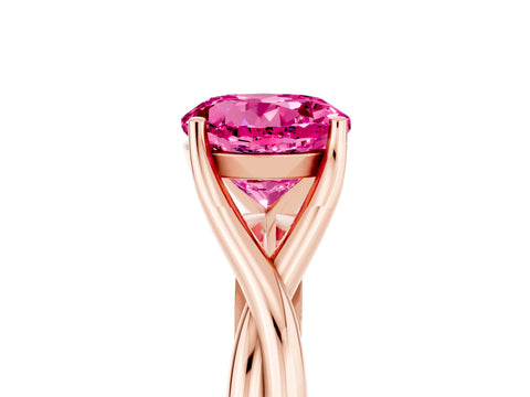 Rose gold Round Cut Pink Sapphire Solitaire Twist Band Prong Setting Ring_124