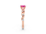 Rose gold Round Cut Pink Sapphire Solitaire Twisted Band with Round  Accents and Prong Setting_14