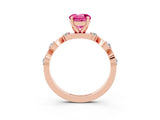 Rose gold Round Cut Pink Sapphire Solitaire Twisted Band with Round  Accents and Prong Setting_15