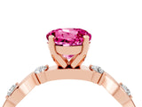 Rose gold Round Cut Pink Sapphire Solitaire Twisted Band with Round  Accents and Prong Setting_16