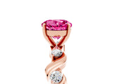 Rose gold Round Cut Pink Sapphire Solitaire Twisted Band with Round  Accents and Prong Setting_17