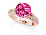 Rose gold Round Cut Pink Sapphire Split Shank Engagement Ring with Pavé Band_25