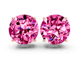 Rose gold Round Cut Pink Sapphire Stud Earrings_30