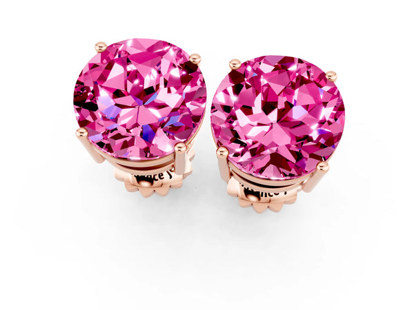 Rose gold Round Cut Pink Sapphire Stud Earrings