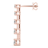 Rose gold Round Cut Prong Set Diamond Drop Earrings 3