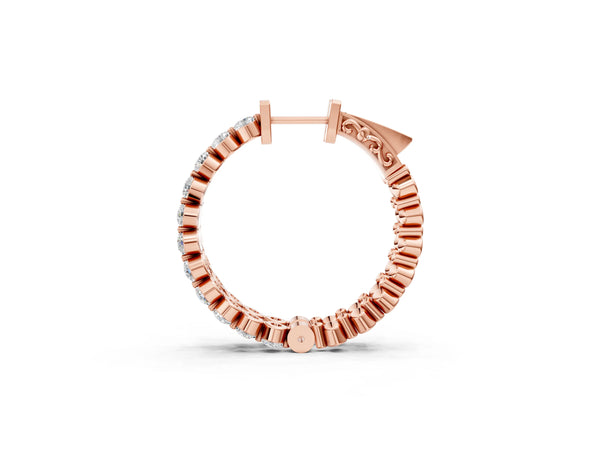 Rose gold Round Cut Prong Set Diamond Hoop Earrings