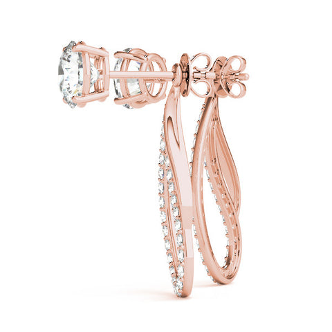 Rose gold Round Cut Prong Set Diamond Infinity Drop Earrings 1