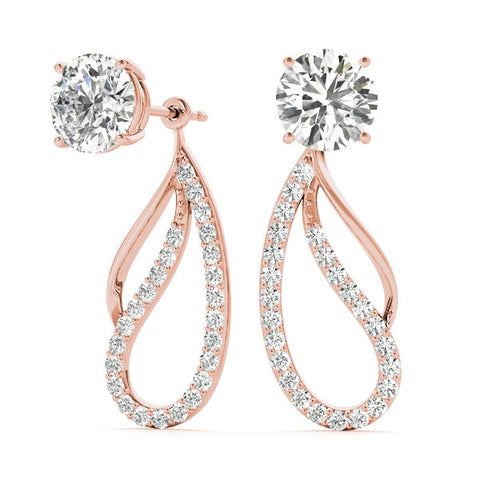 Rose gold Round Cut Prong Set Diamond Infinity Drop Earrings 2