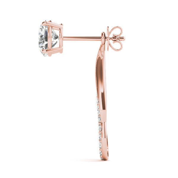 Rose gold Round Cut Prong Set Diamond Infinity Drop Earrings 3