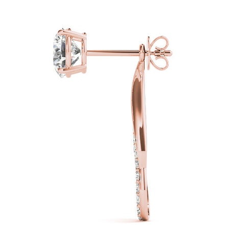 Rose gold Round Cut Prong Set Diamond Infinity Drop Earrings 3