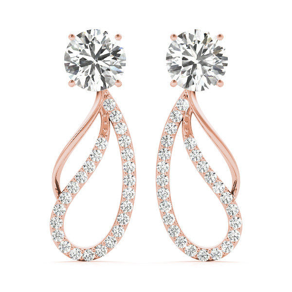 Rose gold Round Cut Prong Set Diamond Infinity Drop Earrings