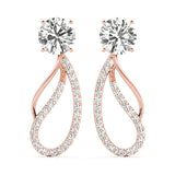 Rose gold Round Cut Prong Set Diamond Infinity Drop Earrings