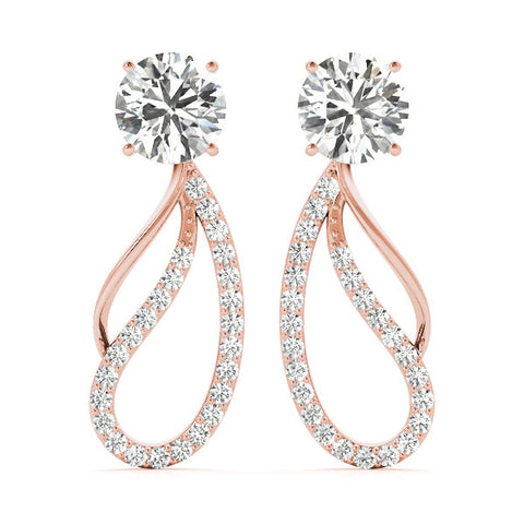 Rose gold Round Cut Prong Set Diamond Infinity Drop Earrings