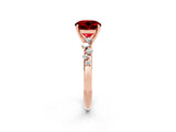 Rose gold Round Cut Ruby Cluster Side Stone Solitaire Ring with Prong Setting_26