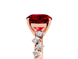 Rose gold Round Cut Ruby Cluster Side Stone Solitaire Ring with Prong Setting_29