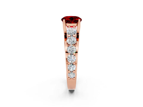 Rose gold Round Cut Ruby Engagement Ring with Pavé Band and Four-Prong Setting_2