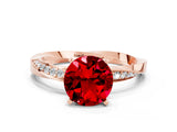 Rose gold Round Cut Ruby Engagement Ring with Side Stone Accents and Four-Prong Setting_27