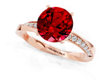 Rose gold Round Cut Ruby Engagement Ring with Side Stone Accents and Four-Prong Setting_28